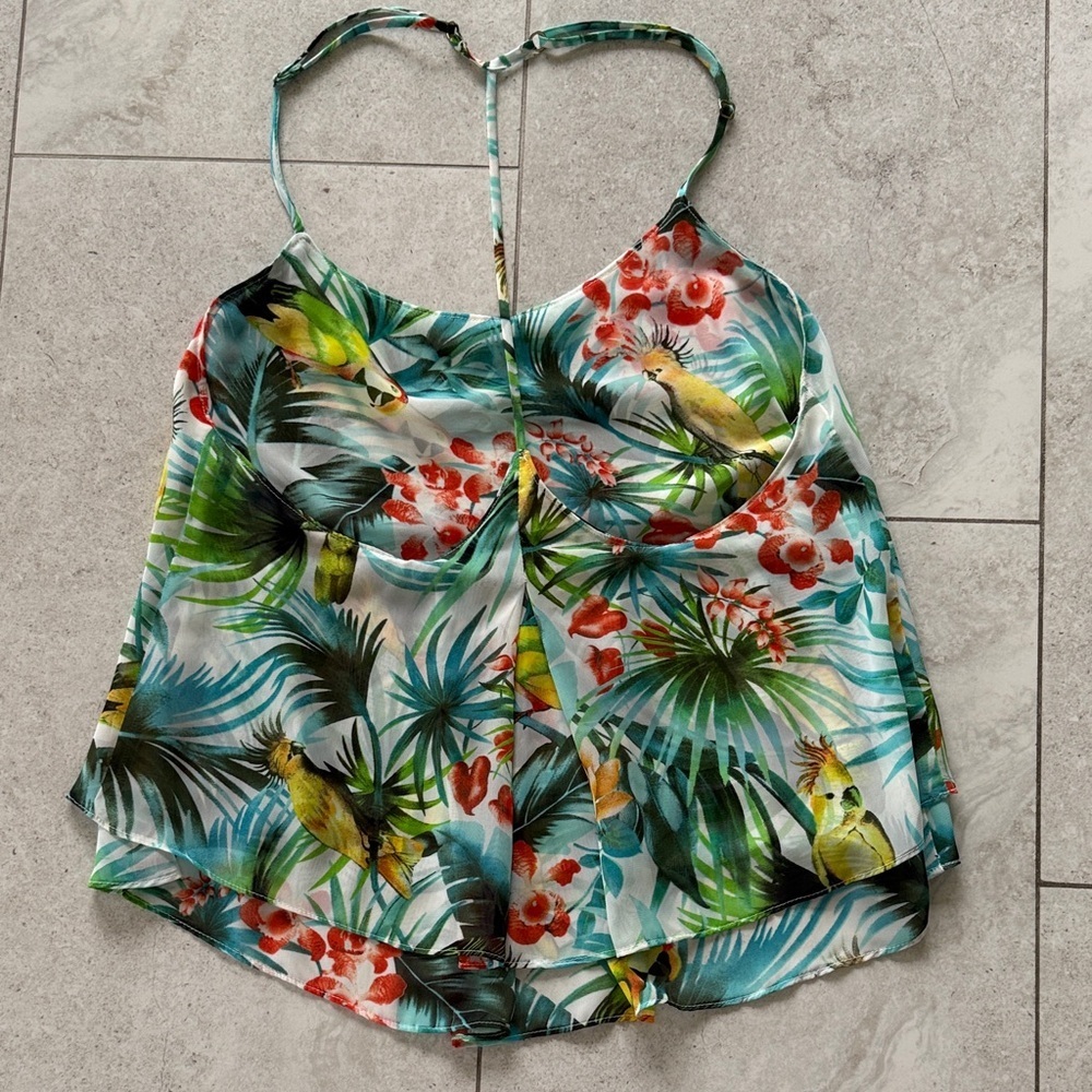 Show Me Your MuMu- Spike Tank Rum Diaries  Parrot Halter Cami - sz Small, - Picture 6 of 6